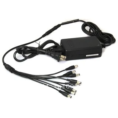 

Surveillance Security 8CH AC 100-240V 2A Power Supply Adapter 8 Port DC 12V Pigtail 8-way Splitter for CCTV Camera - 8POW
