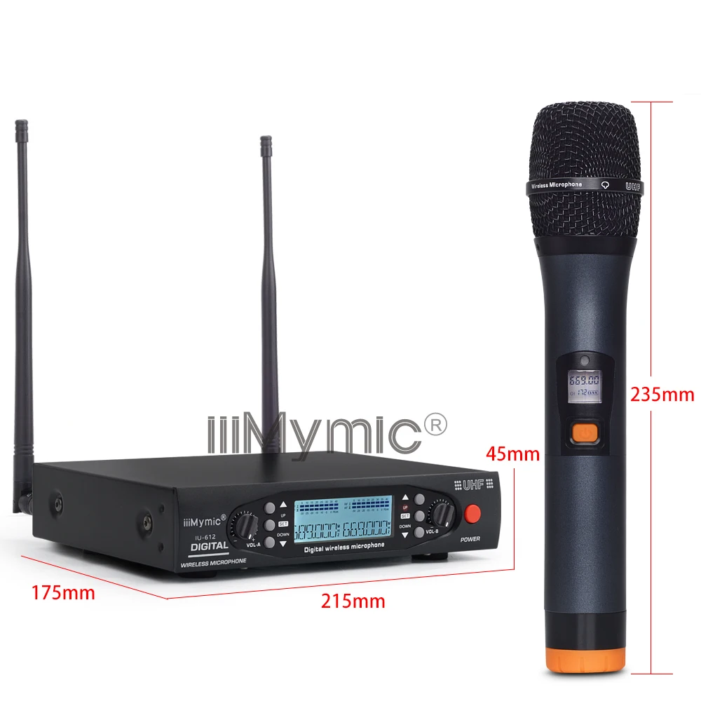 IiiMymic IU-612 PLL UHF беспроводной микрофон Система двойной 100 каналов металлический Ручной беспроводной микрофон динамический микрофон Karoke KTV Вечерние