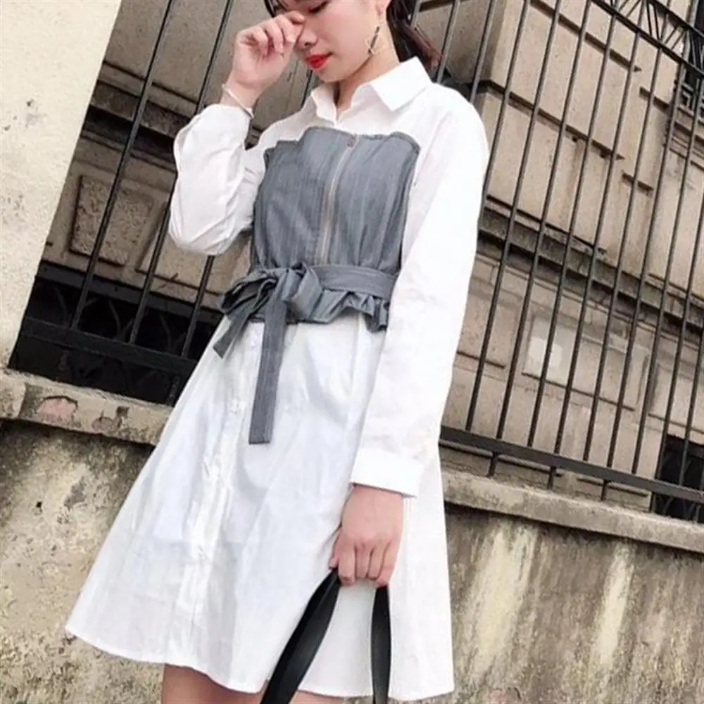 2018 autumn and winter new stitching casual comfort small fresh dress pretty woman | Женская одежда