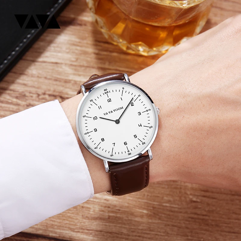 Мужские часы Топ люксовый бренд простые Креативные мужские наручные кожаные