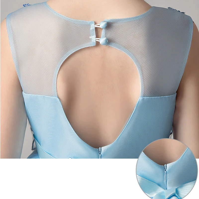 Elegant Girls Summer Dress 2019 Flower Party Dresses for 4 to 14 Years Sky Blue Long Princess Costume B4A2FA | Детская одежда и