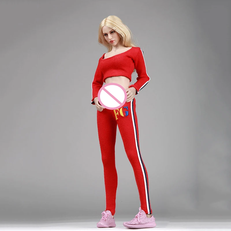 FG036 1/6 женские красные спортивные штаны для бега футболка с обувью 12 ''фигурки