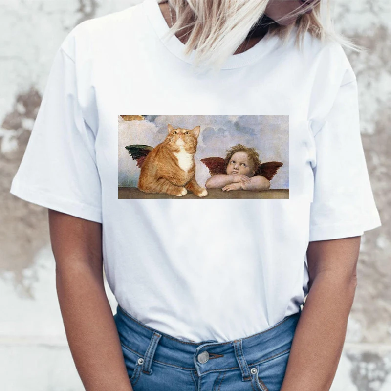 3365 Kawaii Cat забавная футболка с рисунком из мультфильма Женская Harajuku Ullzang Милая футболка 90s модная футболка в Корейском стиле милый топ с принтом женская футболка - Цвет: 3365