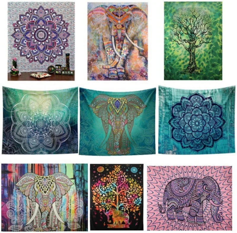Гобелен с индийской мандалой настенные разноцветные гобелены в стиле хиппи