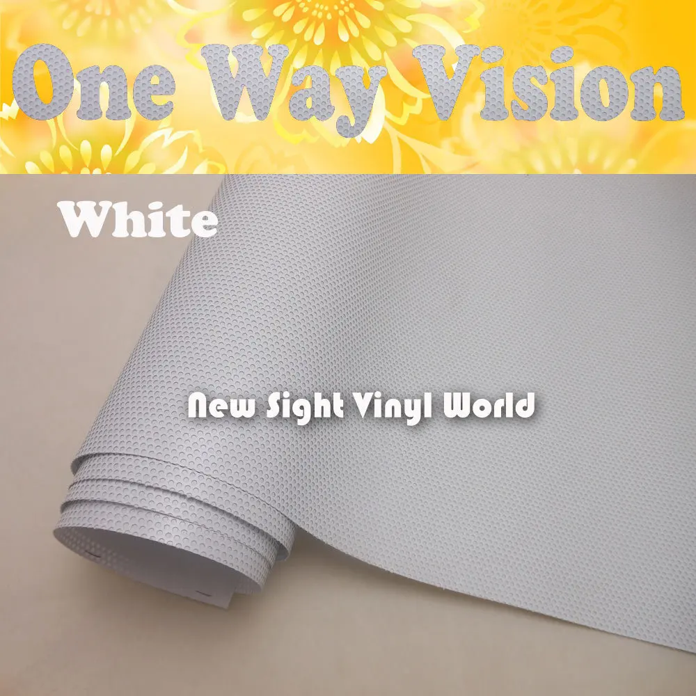 

160 gsm Printable White One Way Vision Perforated Window Graphic Window Vinyl Film Digital Printing Size:1.07x50M/Roll