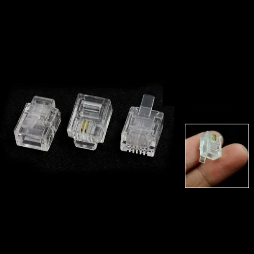 

IMC Горячая 20 шт 6P2C 2 контакта RJ11 модульный разъем сетевой кабель Разъем Прозрачный