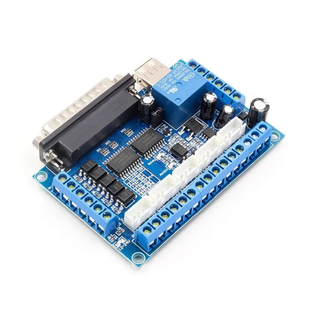 5 axis CNC Breakout Board Stepper Motor Driver MACH3 Parallel Port Control Module Controller with Optical Coupler USB Cable |