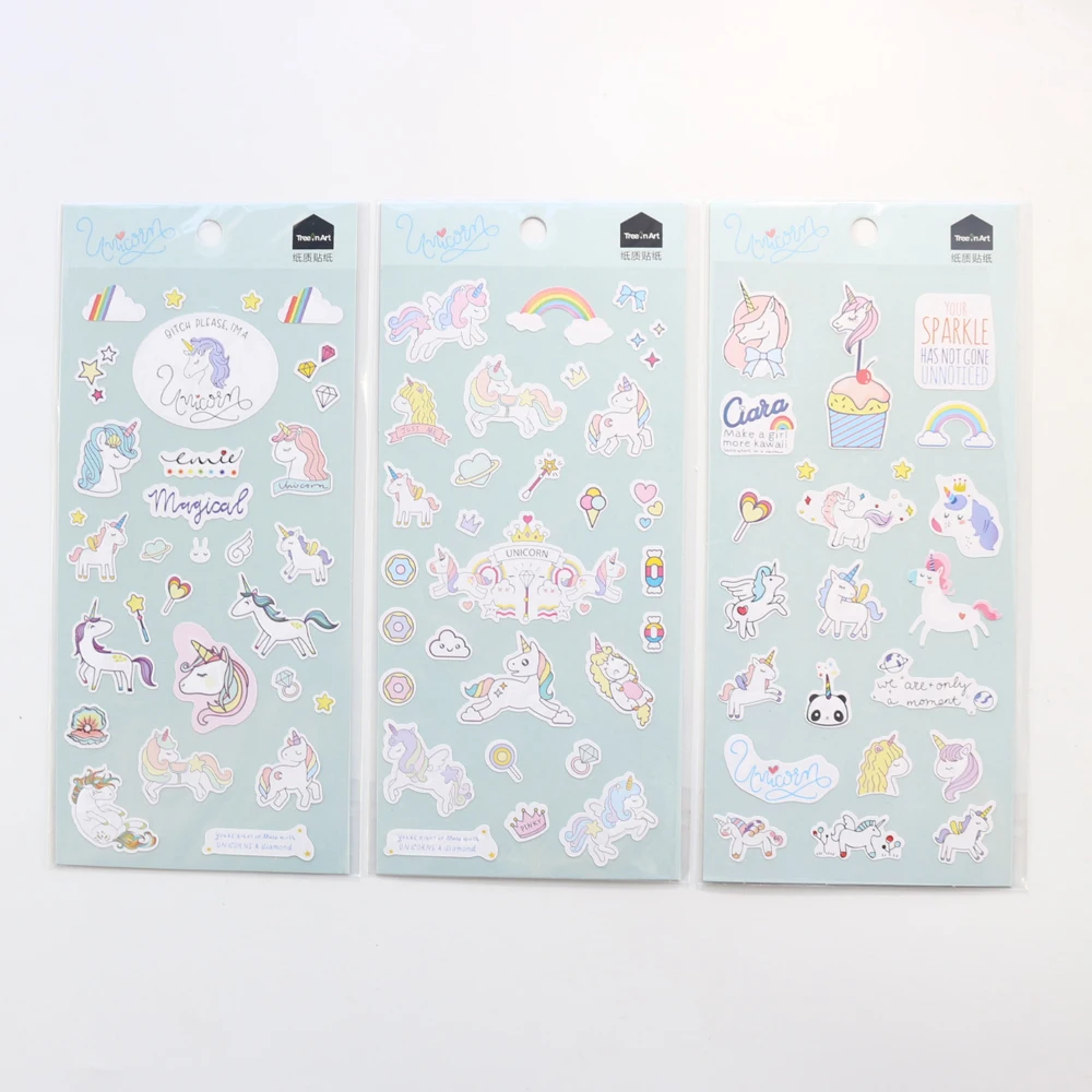 Domikee новые милые Мультяшные наклейки с единорогом для оформления дневников