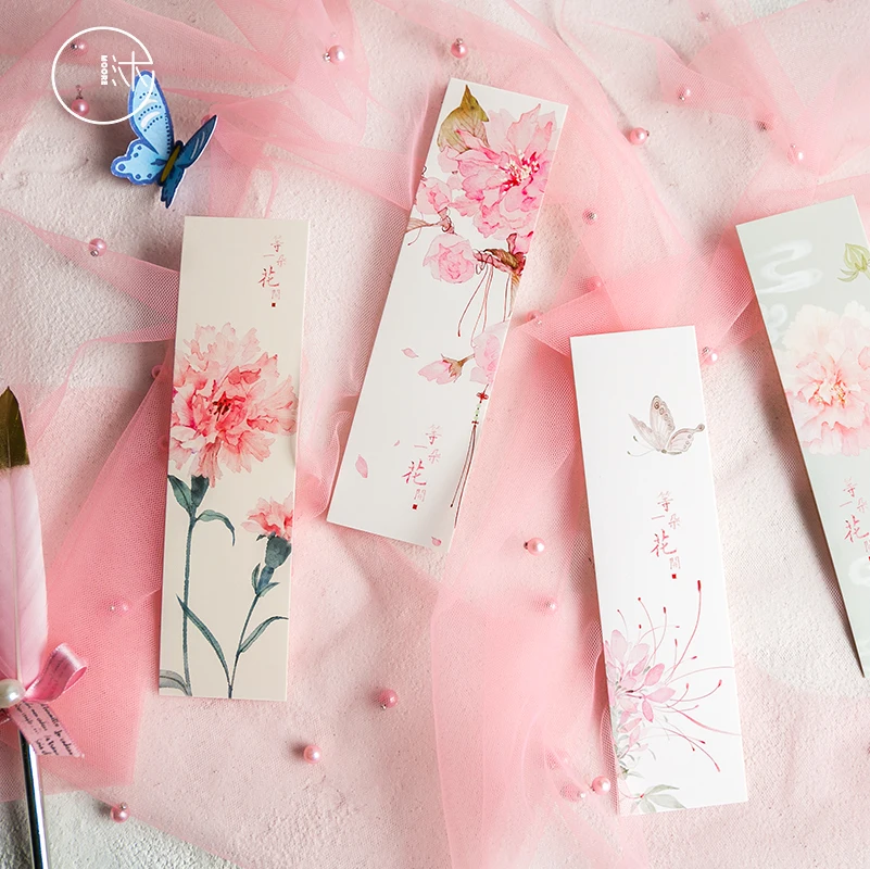Набор закладок из 30 китайских цветов и картин с кисточками каждая