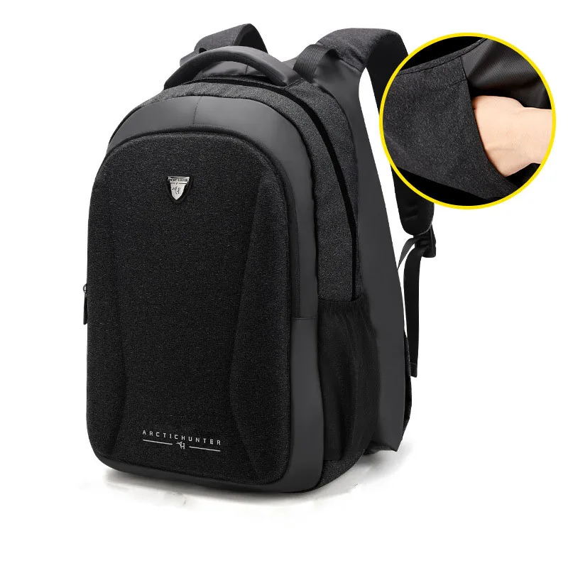 ARCTIC HUNTER, 15,6 дюймов, водонепроницаемая, USB, для ноутбука, мужская сумка, спортивная, для путешествий, с подогревом, мужской рюкзак для ноутбука, для мальчиков, школьный ранец - Цвет: Черный