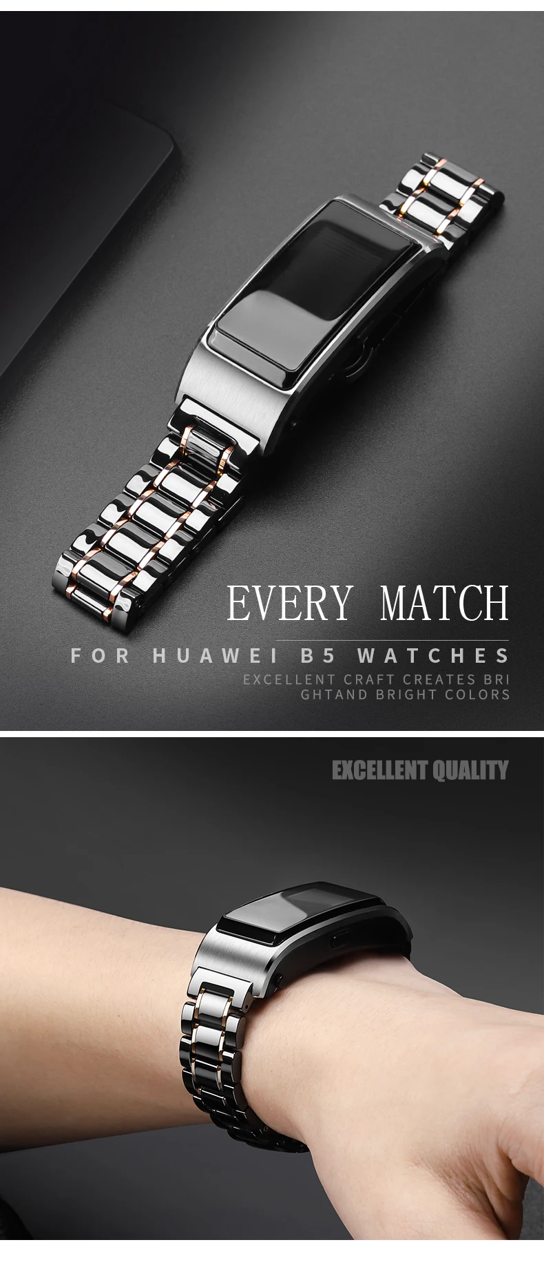 18 мм керамический ремешок для huawei TalkBand B5/Watch 1 honor watch s1 Смарт-часы сменный ремешок быстросъемный регулируемый размер