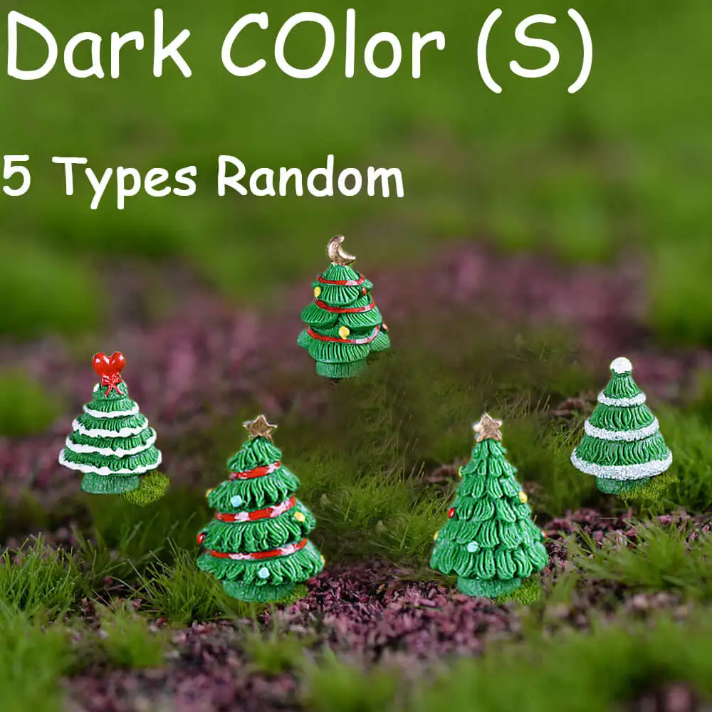 dark color (S) 1pc r 1 шт. миниатюрная Рождественская елка Санта Клаус Снеговики Подарочная коробка Террариум аксессуары Волшебные садовые фигурки мультфильм кукла украшения - Цвет: dark color (S) 1pc r