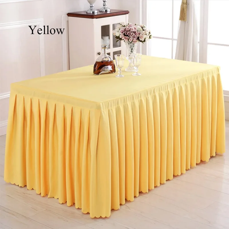 Yellow 1 шт., роскошная скатерть из полиэстера, овальная белая плиссированная скатерть для свадебной вечеринки, вечеринки, встречи, декора, отельный настольный, юбка - Цвет: Yellow