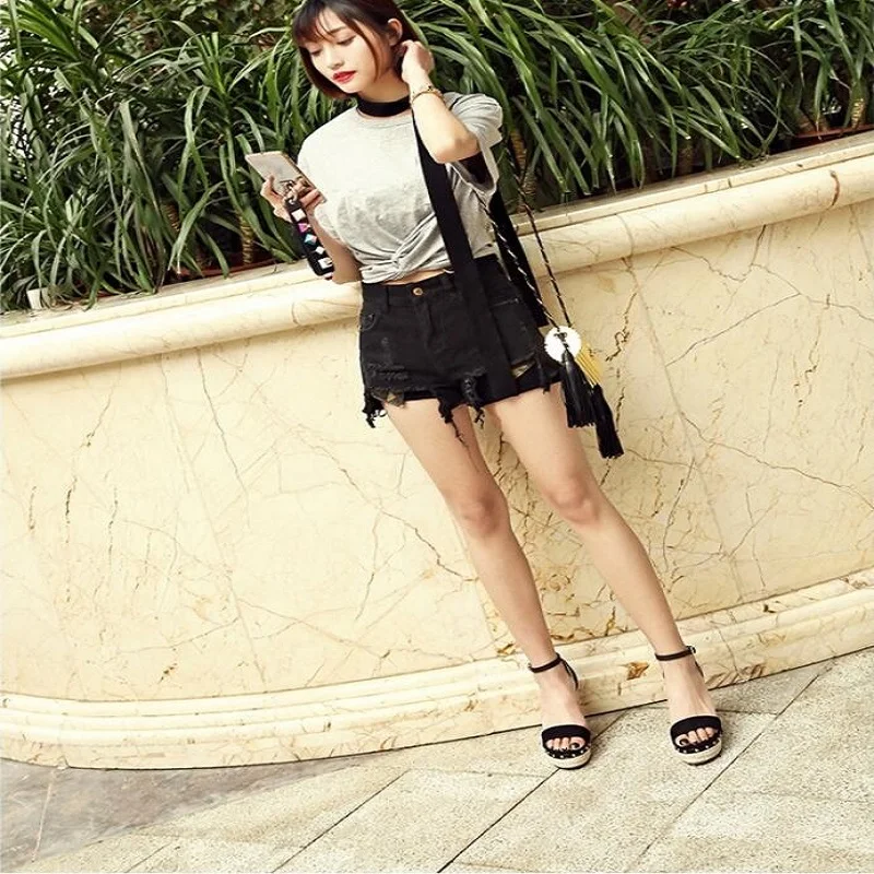 

40-43 European and American Bohemian rivet and suede wedge heels for women's shoes Straw platform high-heeled open-toed sandals