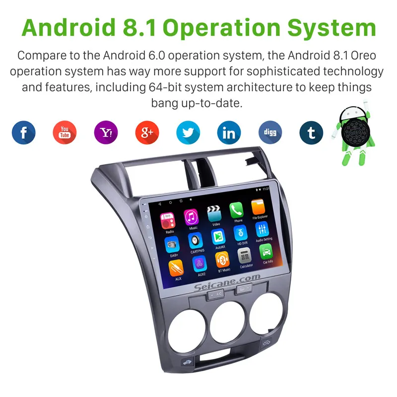 Seicane 2Din Android6.0/7 1/8 1 10 "автомобиль радио gps мультимедийный плеер головное