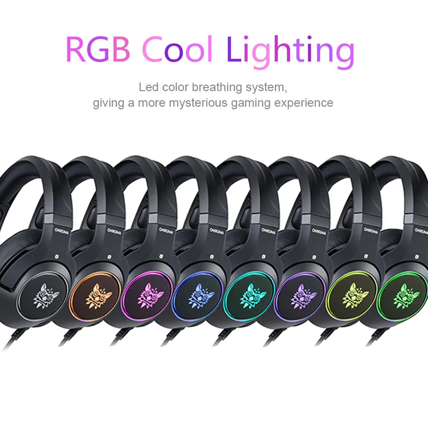 onikuma gaming headphones casque wired pc gamer stereo earphone headset for laptop ps4xbox one with microphone breathing light free global shipping