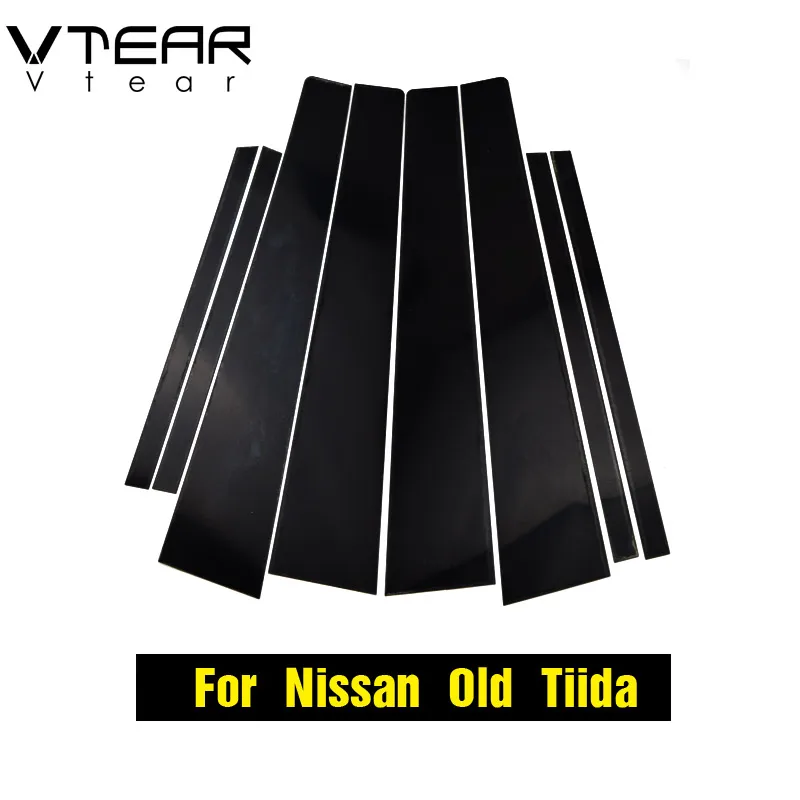For Tiida 2003-2010 Vtear для Nissan Tiida аксессуары для окна автомобиля B C столб наклейка отделка черное зеркало отражающая панель экстерьер против царапин 2009 - Название цвета: For Tiida 2003-2010
