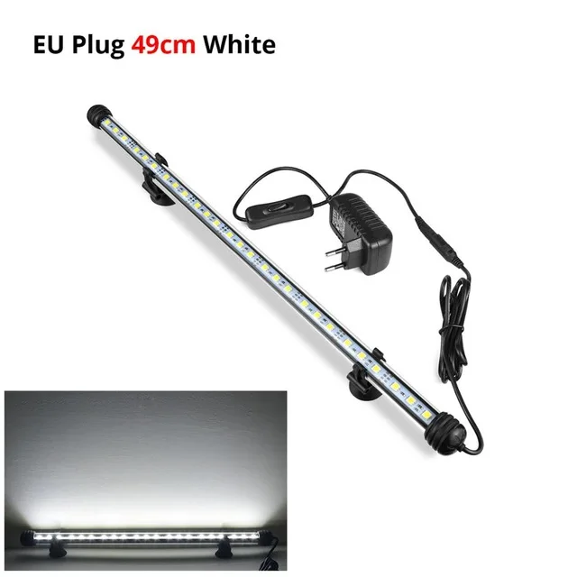 49cm-White Штепсельная Вилка европейского стандарта(RGB) Дистанционное аквариумный светильник аквариума Водонепроницаемый 5050 SMD светодиодный светильник бар водных лампы погружные 19/29/39/49 см - Цвет: 49cm-White