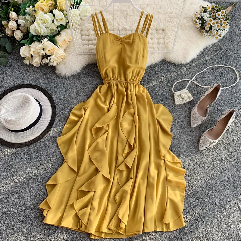 2019 новые модные женские платья гофрированное платье ремень с высокой талией |