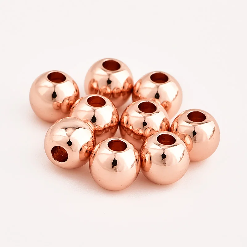 Rose Gold 100pcs 100 шт./компл. 6 мм Винтаж металлические бусины для самостоятельного изготовления ювелирных изделий браслет Цепочки и ожерелья Spacer Бусины аксессуар для рождественской вечеринки, ручная работа, подарок - Цвет: Rose Gold 100pcs