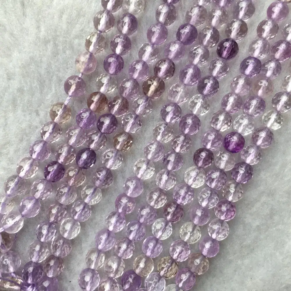 

Natural Clear Purple Yellow Quartz Ametrine Crystal Faceted Round Loose Jewelry Necklaces Bracelets Gemstone Beads 06031