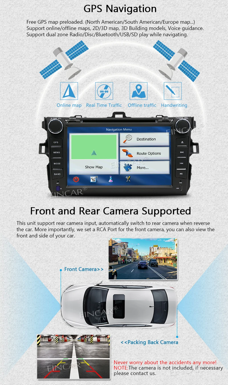 Eincar 7 ''двойной 2 Din в тире автомобильный DVD CD плеер Android 1 Nougat система