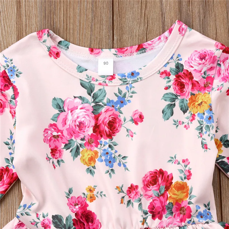 Lovely Kids Girls Floral Dress 2018 Newest Spring Autumn Baby Girl Pagoda Sleeve Dresses Fashion Princess Party Wedding Vestidos | Детская