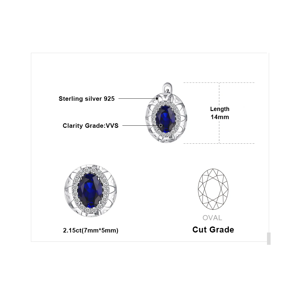Jewelrypalace уникальный Дизайн 2.4ct синий создан сапфиры клип на Серьги реальные 925