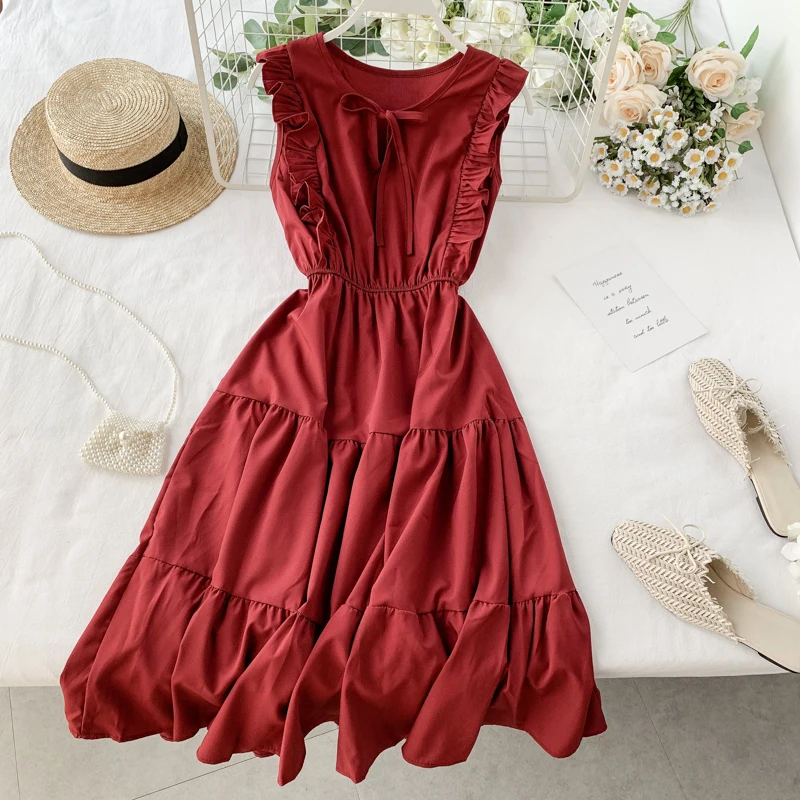 2019 новые модные женские платья французское платье без рукавов и длинное ретро с