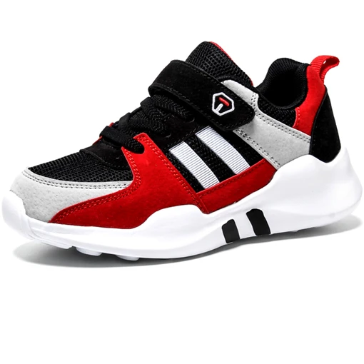 Red Boy Shoes Кроссовки для мальчиков; трендовые Дышащие Детские кроссовки с мягкой нескользящей подошвой; детская спортивная обувь; Уличная обувь для мальчиков; прогулочная обувь красного цвета - Цвет: Red Boy Shoes