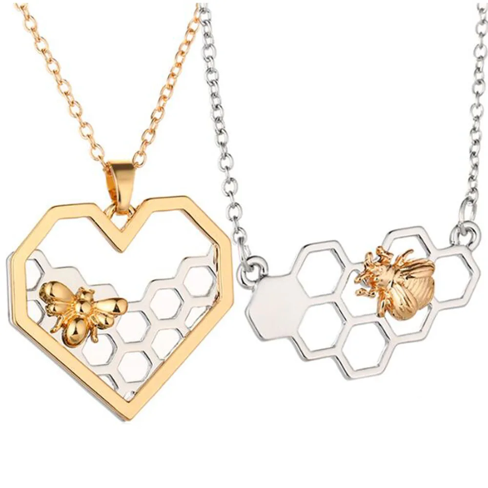 Фото Модные ожерелья серебряного цвета для женщин девушек сердца соты пчелы животных