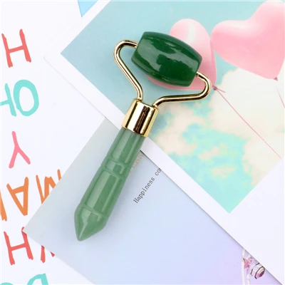 Green Aventurine Rose Quartz Face Rollers Mini Roller Natural Crystal Skin Care Beauty Women Massager Tool Facial Roller Jade Smooth Relax Roller - Цвет: Green Aventurine