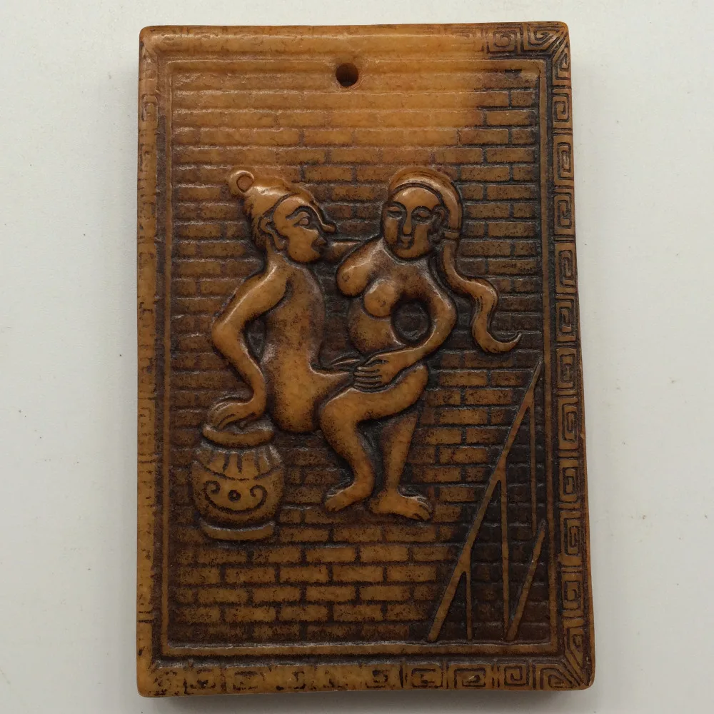 

Старинная Нефритовая культура старой Xiuyan culture нефритовая подвеска Chungong сексуальная фигура