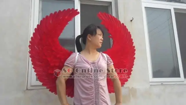 Бесплатная доставка EMS взрослые Красные сексуальные крылья дьявола перья для