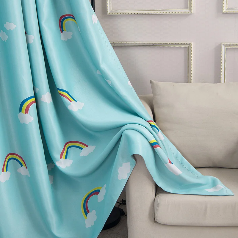 1 pc curtain0 Милые радужные Детские Шторы s для комната для мальчиков и девочек дети Спальня двери оконные шторы оконные драпировки голубого и розового цвета - Цвет: 1 pc curtain0