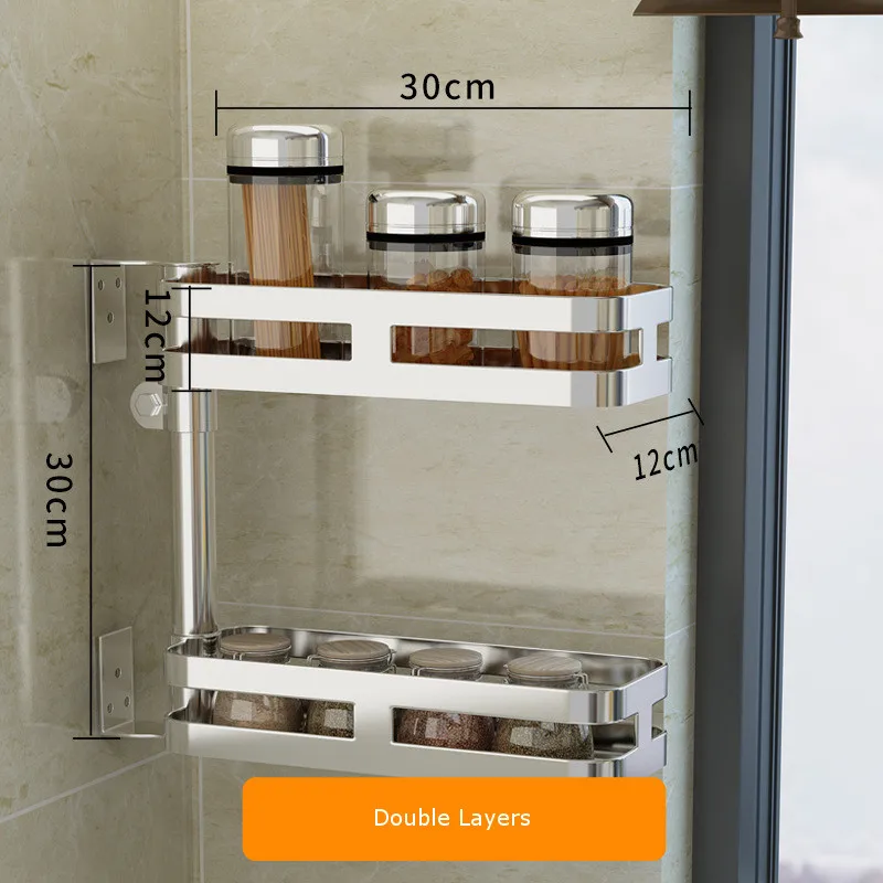 Double Layers 2/3 слоя Нержавеющая сталь вращающийся угловая полка для ванной комнаты душевая хранения вешалка, полки для ванной Кухня ароматизатор держатель - Цвет: Double Layers