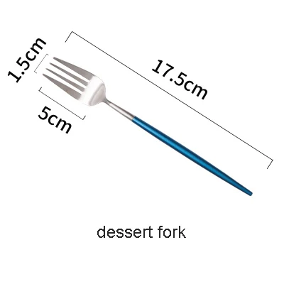 dessert fork Столовый нож из нержавеющей стали синего золота, вилка, палочки для еды, синие серебряные столовые приборы - Цвет: dessert fork