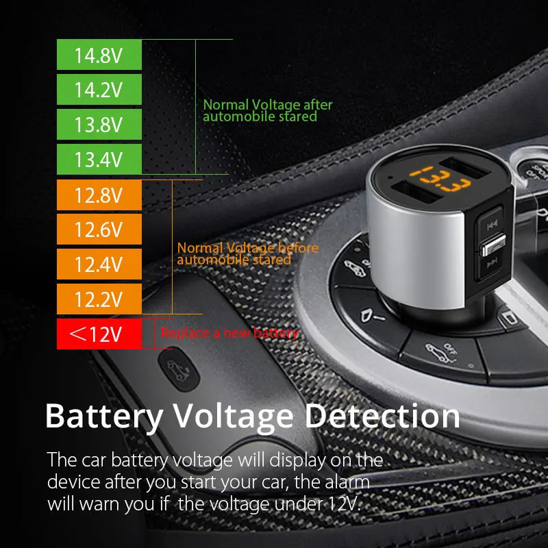 Автомобильный Bluetooth fm передатчик VANJEW C26 5 В/3 4 А два порта USB зарядное устройство u