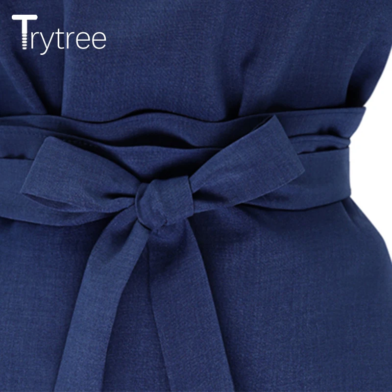 Trytree 2019 летнее платье женское повседневное однотонное темно синее абрикосовое с