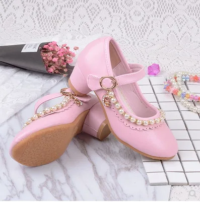 

NEW Kids Shoes Girls Sandals Ruffles Pink White Fille Shoes Pearl Soft Leather Female Sandal Children