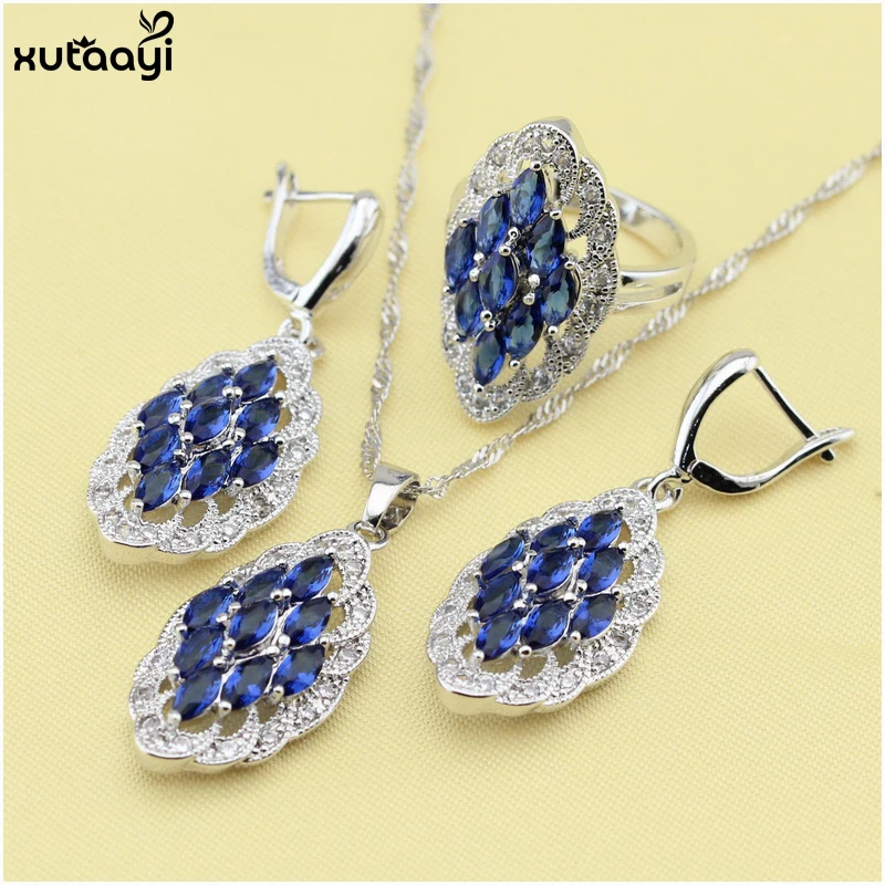 XUTAAYI высокое качество серебряный цвет женский синий циркон кулон/ожерелье