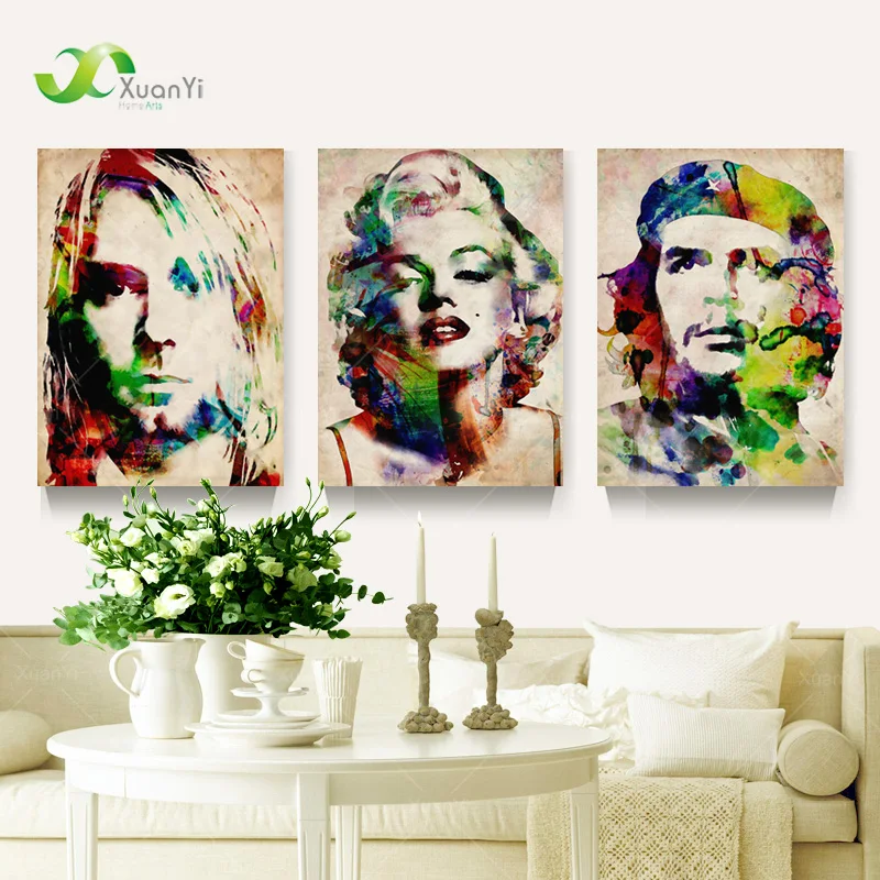 3 Панели поп-арт Картина Мэрилин Монро постер абстрактный портрет Куадрос Холст