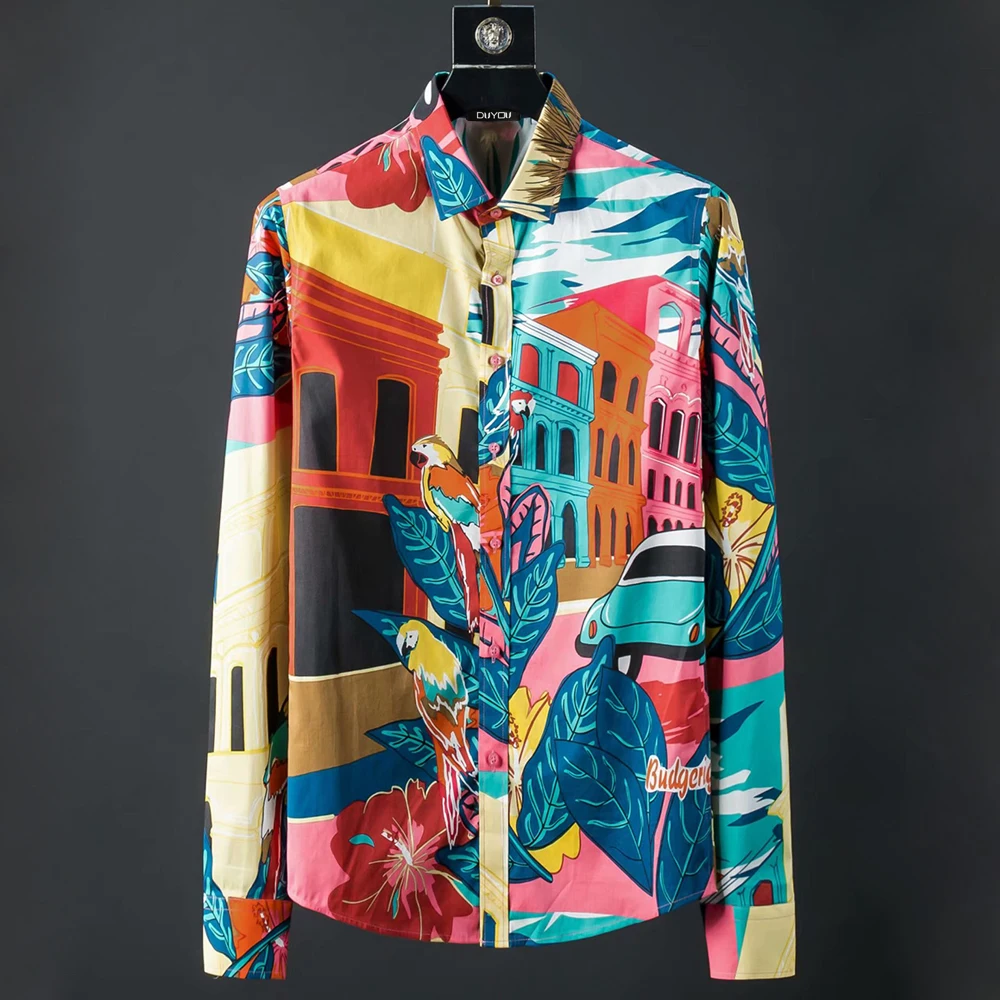 Мужская приталенная рубашка с длинным рукавом из натурального хлопка