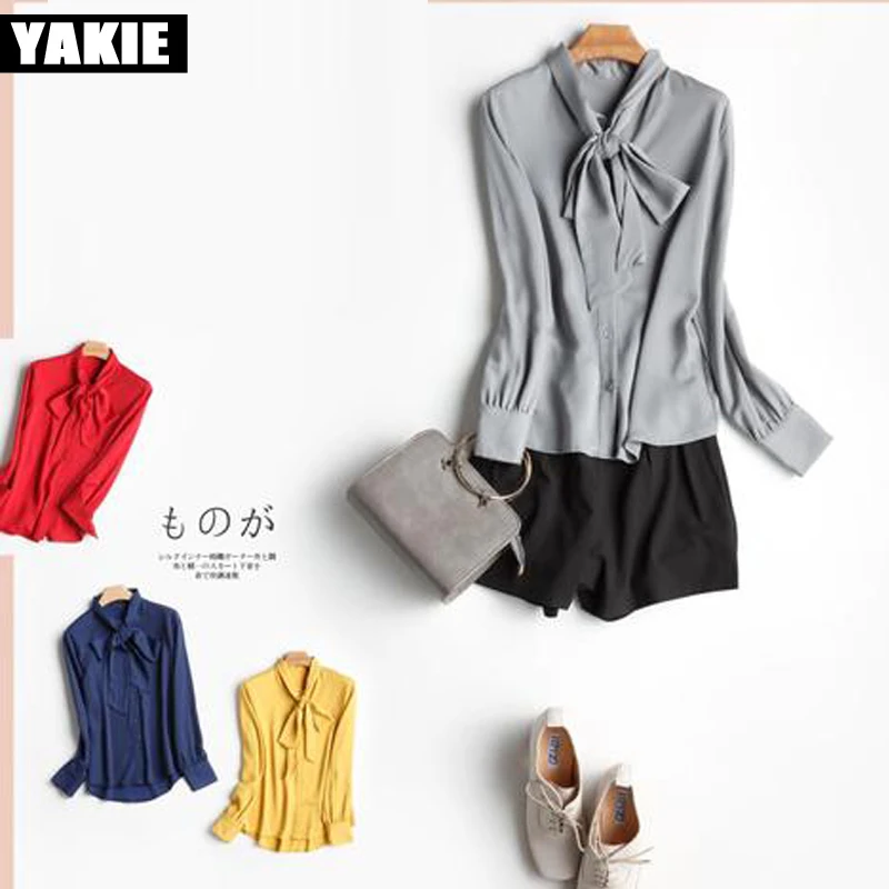 2017 Летние шифоновые блузки женская шифоновая блузка с длинным рукавом Офисная