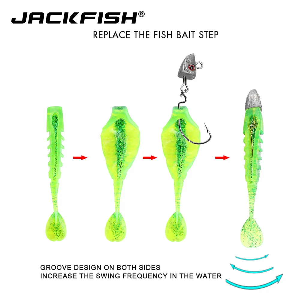 JACKFISH Мормышка с T-образным хвостом мягкая рыболовная приманка 3 шт./10 5 см/15 г