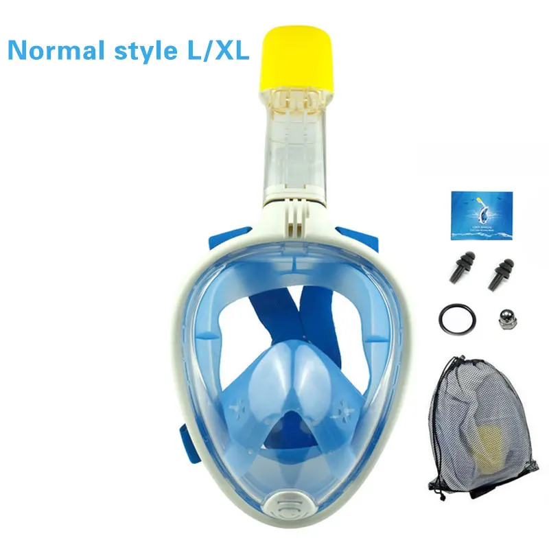 Normal Blue L XL Маска для дайвинга, для всего лица, анти-туман, маска для подводного плавания, маска для подводной охоты, для детей/взрослых, очки, тренировочное снаряжение для дайвинга - Цвет: Normal Blue L XL