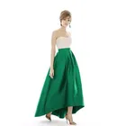 Простая зеленая женская атласная длинная юбка, сделанная на заказ, спереди, короткая, сзади, длинные юбки, плиссированные ассиметричные юбки с высокой талией