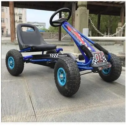 Небесно-голубой Детская воздушная колесная педаль go kart со стальной рамой и ручным тормозом EN71 была одобрена - Цвет: Небесно-голубой