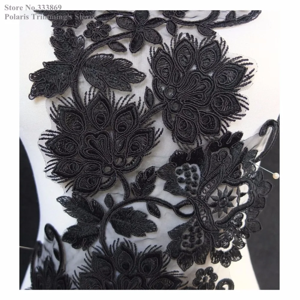 New Black Flower Embroidery Lace Appliques Collars Neckline Dance Dress Costume Decorating Garment Clothing Accessories PBNC118A | Дом и сад
