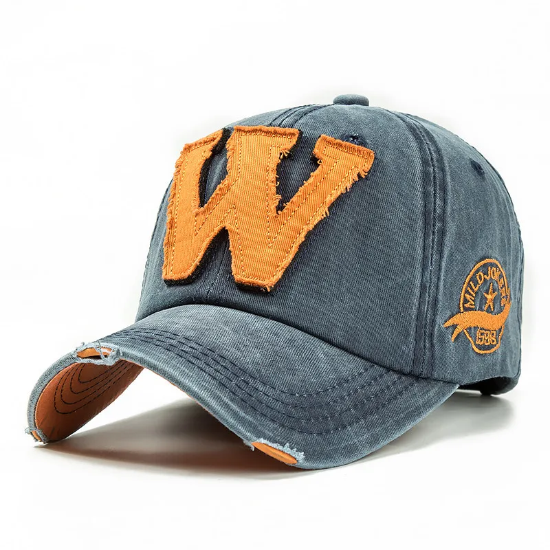 Хлопчатобумажные вышитые буквы W бейсбольная Кепка Snapback Кепка s Bone casquette шляпа Distressed носить облегающие шляпы для мужчин на заказ шляпы